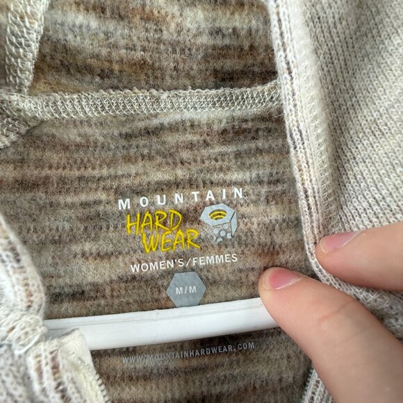 Mountain Hardwear Jacket Women Beige Full Zip Hooded Medium Wool Blend Pockets - Picture 12 of 13